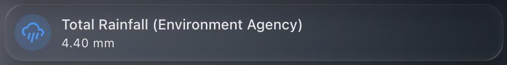 dashboard image from home assistant showing a rain sensor
